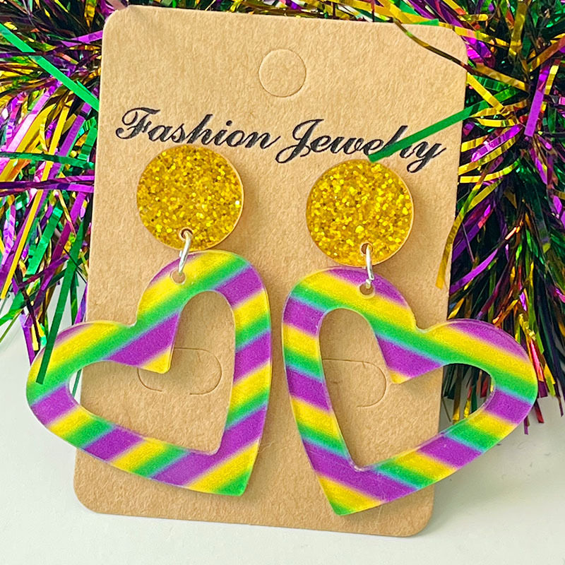 Cross-border Amazon Carnival crocodile lobster love holiday color matching earrings cute glitter acrylic earrings