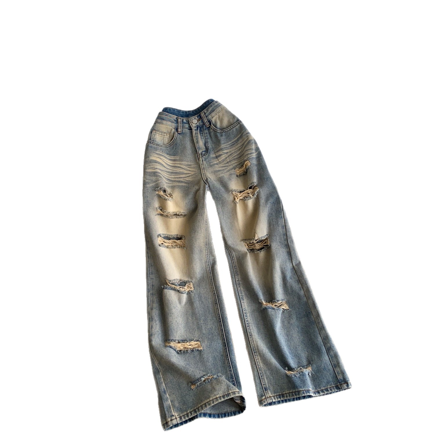 High Waisted Ripped Jeans for Women Loose Fit Vintage Style Casual Fashion All Seasons Wholesale Available