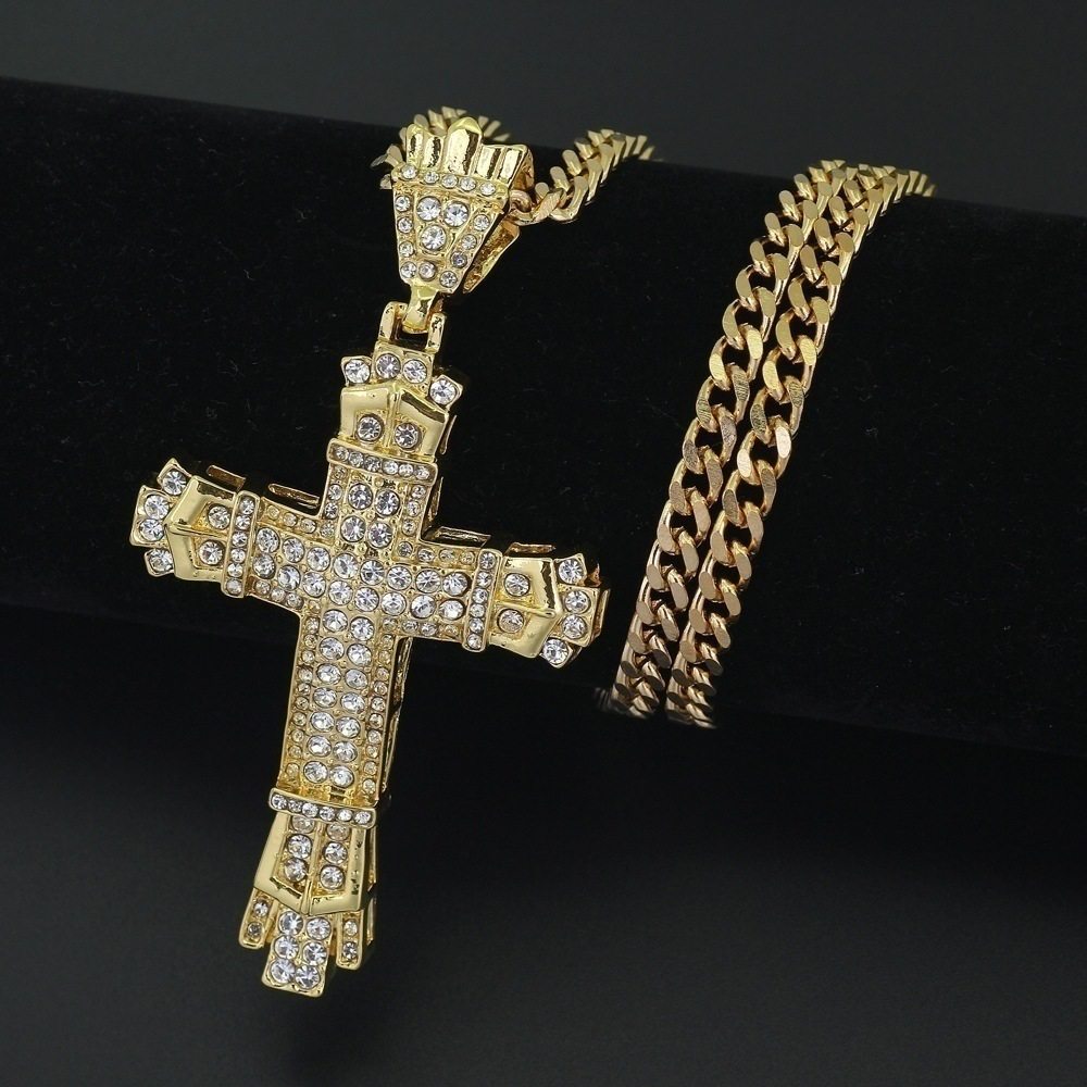 Cross-border Europe and the United States popular hip-hop cross necklace wish Amazon hot diamond pendant male necklace
