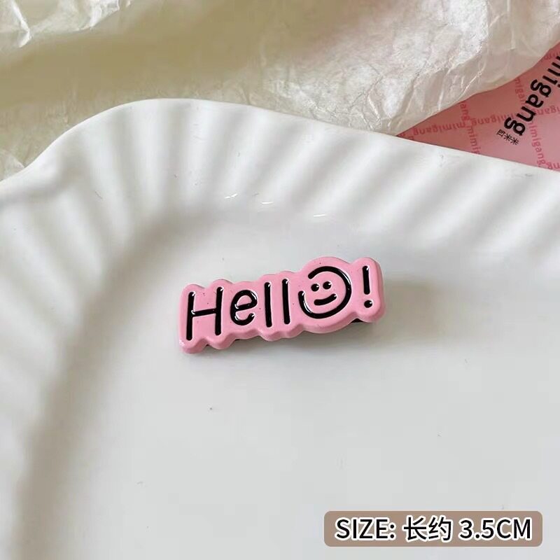 趣味粉色文字发夹卡通甜美高颜值可爱少女侧边鸭嘴夹发卡饰品发饰