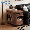 Solid Wood Trolley, Movable Side Table, Sofa Side Cabinet, Lift, Storage, Multi-Functional Wheeled Coffee Table, Tea Table
