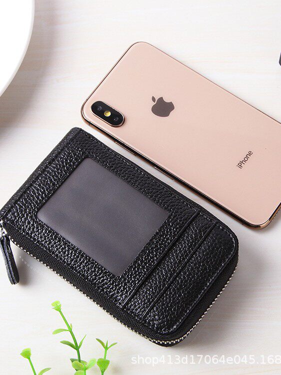 New Card Holder, Genuine Leather Accordion Card Holder, Compact Coin Purse, Multi-Card Slots for Men and Women, Large Capacity Id Holder, Driver's License Card Holder