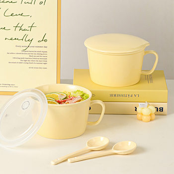 Ceramic instant noodle bowl with lid lunch box for office workers lunch box for microwave oven sealed soup bowl with handle