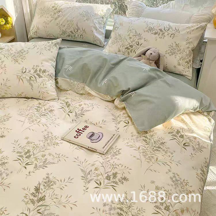 Thickened Brushed Four-Season Printed Small Fresh Four-Piece Student Dormitory Quilt Cover Three-Piece Set Cross-Border Foreign Trade Amazon