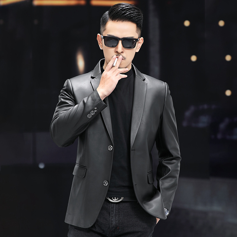 Áo Da Nam Chất Liệu Da Bò Vest Dáng Ôm Hàng Mùa Xuân Thu Đông