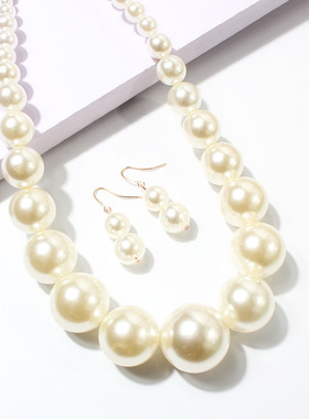 欧美夸张项链 跨境款简约仿珍珠锁骨链