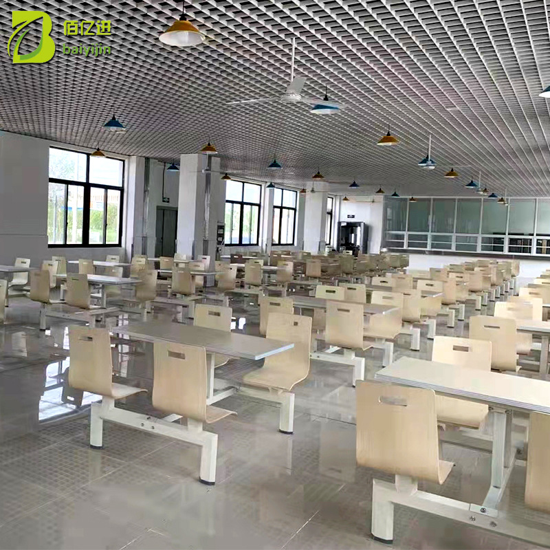 简约组合食堂餐桌椅 奶茶店学校员工吃饭四人位连体食堂餐桌椅
