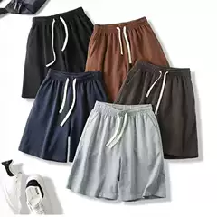 2025 Summer Trendy Loose Solid Color Men's Casual Shorts Sports Pants Fashion Summer Shorts Ins Hong Kong Style