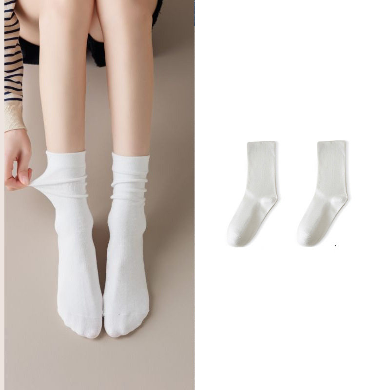 诸暨月子袜女白色堆堆袜韩版棉袜无骨袜女士吸汗中筒袜子批发