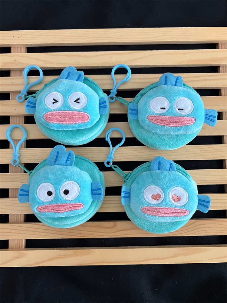 Cartoon Clownfish Round Plush Coin Purse, Carry-On Bag, Anti-Fall Bluetooth Headset Bag, Portable