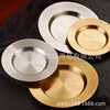 Korean-Style Stainless Steel Round Tray Flat Edge Thickened Round Plate Barbecue Fruit Plate Restaurant Hotel Shallow Plate Gold