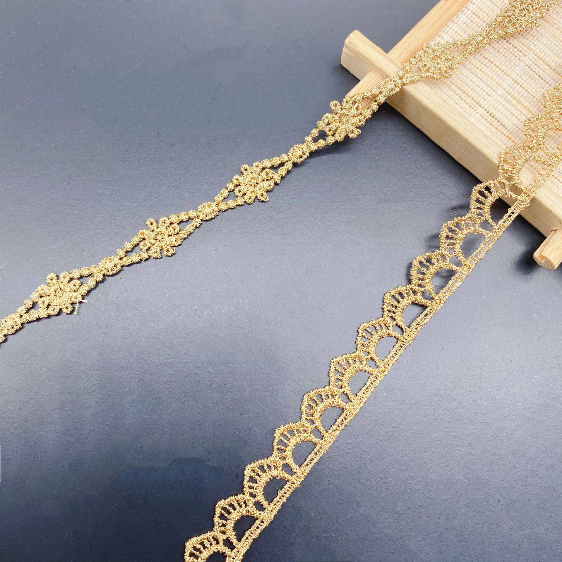 Gold lace spot clavicle chain jewelry DIY Lolita lace unilateral Gold Line bar code small flower accessories