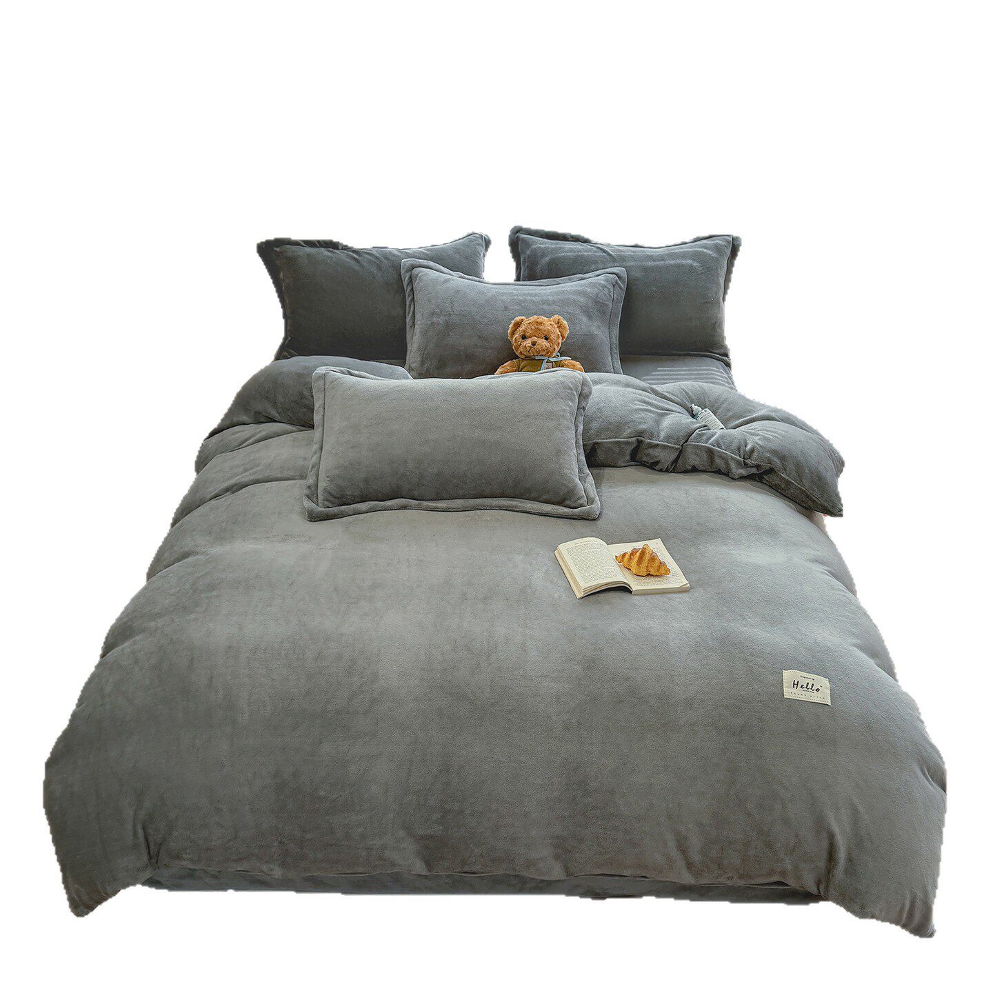 Thickened Milk Velvet Four-Piece Winter Bed Bed Sheets Quilt Cover Coral Velvet Flannel Type a Maternal and Infant Grade Single Three-Piece Set 2