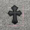 New European and American black retro cross embroidery embroidery logo sewing leather logo clothing textile fashion accessories cloth stickers