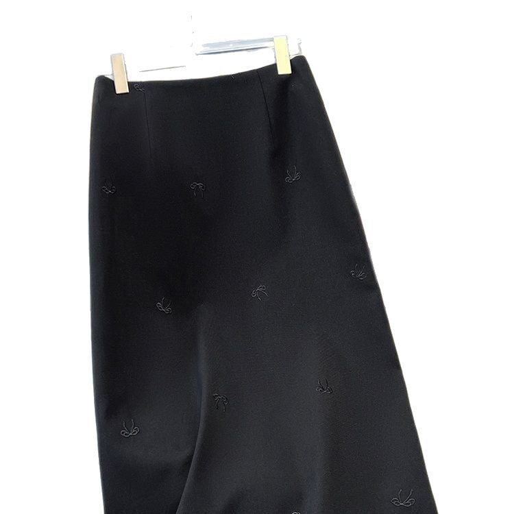 High Waist A Line Skirt with Butterfly Embroidery Mid Length Design Spring Autumn Fashion