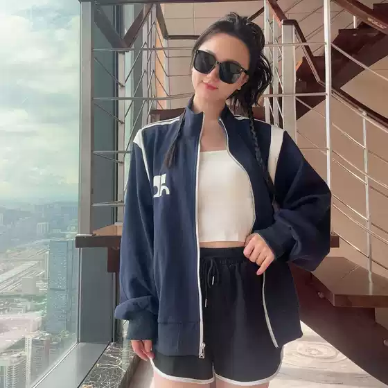 [Clearance Special] New Sports Casual Zipper Stripe Contrast Color Patchwork Baseball Suit Sweatshirt Coat Jacket