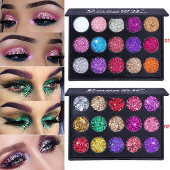 Cross-Border Makeup Cmaadu 15-Color Sequin Glitter Powder Eye Shadow Palette Shiny Diamond Glue-Free Stage Makeup Gel Eye Shadow