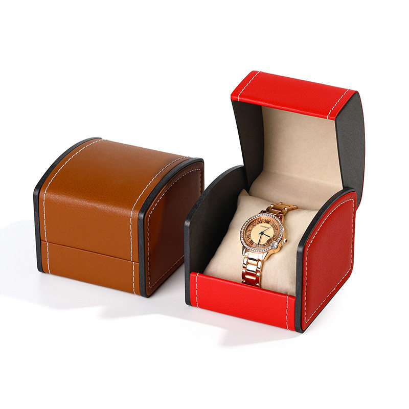 High-grade arched flip watch box wholesale watch packaging box men PU bracelet watch storage box mechanical watch box