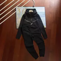 24 Winter Men's fleece-lined Zipper Casual Fashion Hooded Jacket 086 Trousers suit