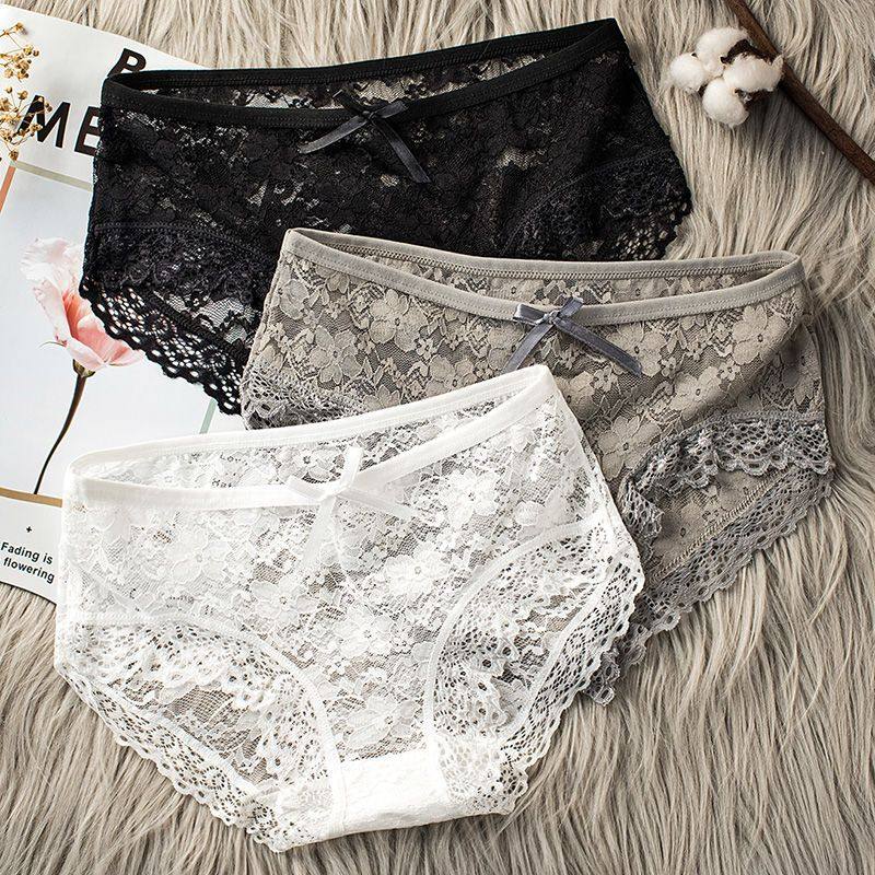 Panties Women Lace Sexy Women Low Waist Transparent Mesh Black White Breathable Triangle Underpants Summer 017