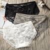 Panties Women Lace Sexy Women Low Waist Transparent Mesh Black White Breathable Triangle Underpants Summer 017