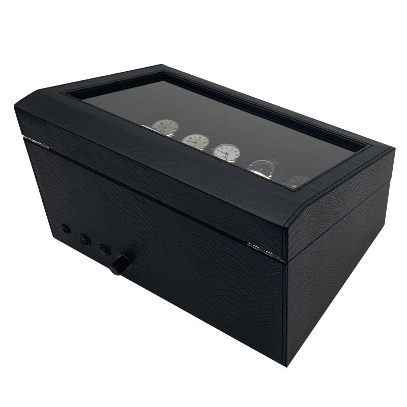 Factory In-Stock Snakeskin Pattern Pu6 Watch Winder + 6 Watch Storage Box for Mechanical Watches and Automatic Winding Watches