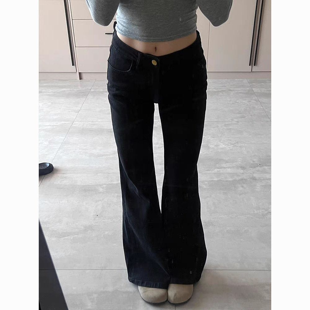 Black High Waist Flared Jeans for Women Stretchy Slim Fit Casual Spring Autumn Wear