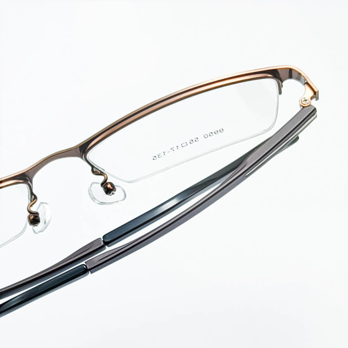 Half-Frame Acetate Eyeglass Frames for Men with Business Brow Shape, Near-Steel Leather Vision Glasses Frames, Wholesale from Danyang Manufacturer