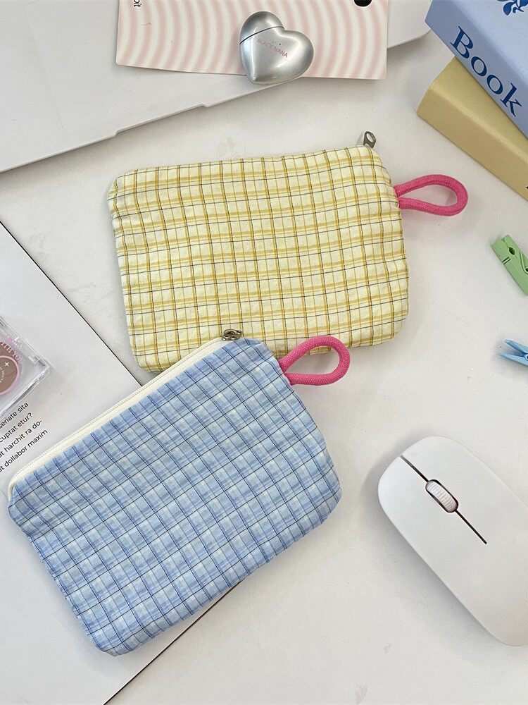 5815 Plaid Coin Bag Carry-On Key Bag Coin Bag Miscellaneous Bag Cosmetics Lipstick Air Cushion Storage Bag