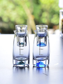 Blue Mountain Crystal Glass High-end Liquor Glass suit Scale Wine Dispencer Wine Pot Household Light Luxury Spirits One-drink Cup