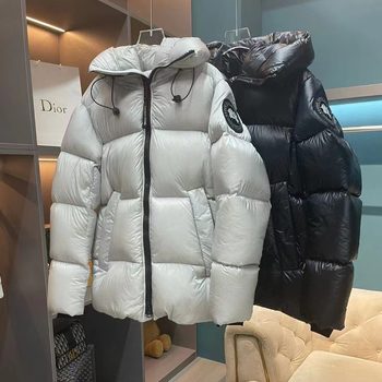 2024 New Large Size Goose down Jacket Men's Bread Jacket Short White Goose down Black Label Puff