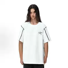 Birdhouse Short-Sleeve Mesh Logo Print Crew Neck T-Shirt, Simple and Loose Fit, Unisex