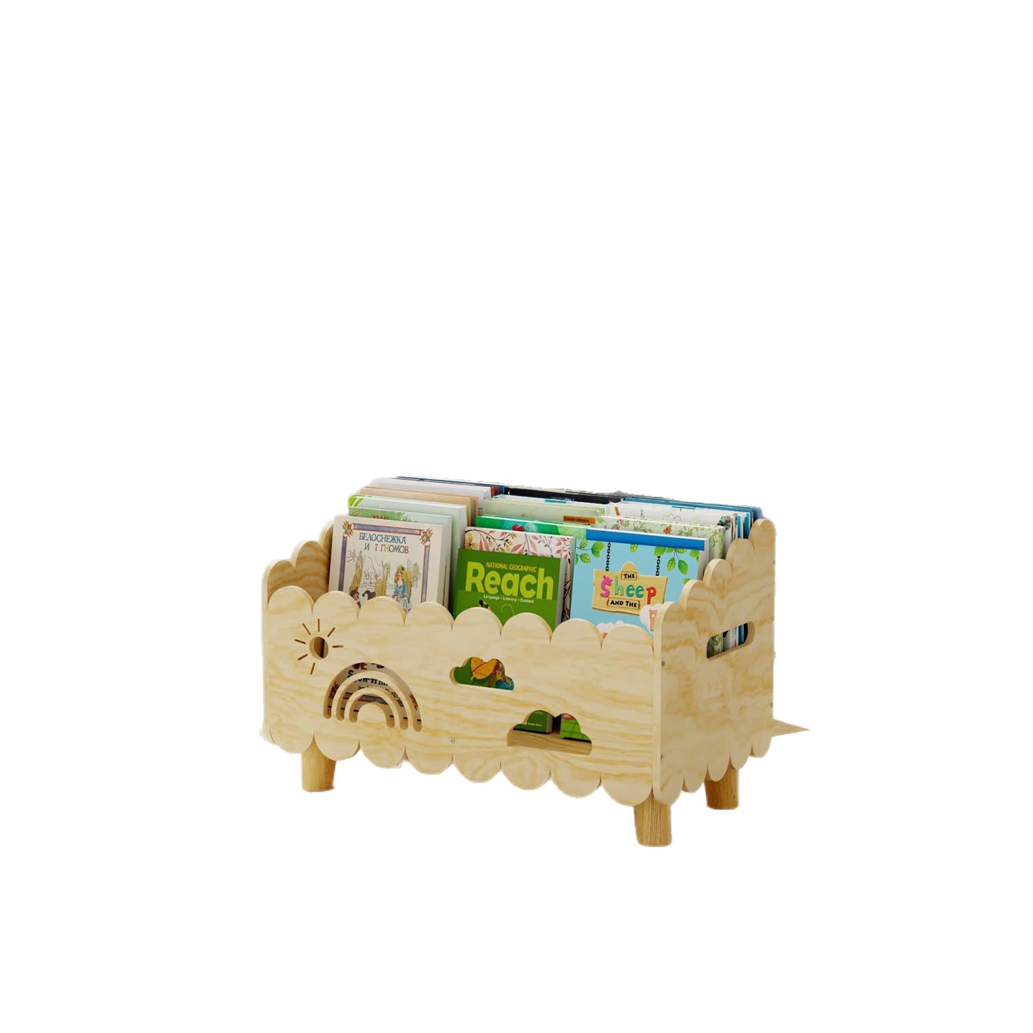 New Wooden Children's Bookshelf Floor-Standing Bookshelf Toy Storage Storage Rack Children's Room Desktop Toy Storage Basket