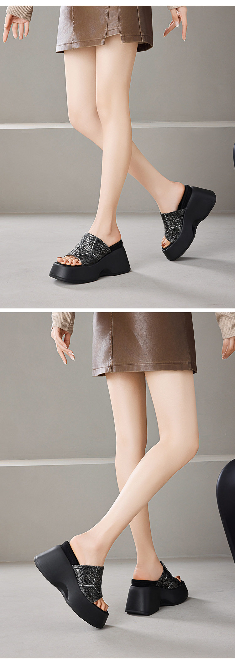 Sandal cao gót nữ hở mũi đế platform gót 10 cm — Áo khoác sáng chi tiết 10