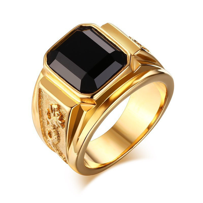 Cross-border Hot Selling Jewelry Retro Black Zircon Ring Fas...
