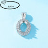 White gold plated full diamond oval copper pendant holder air holder DIY inlaid jadeite huaz diamond simulation 925 silver pendant holder