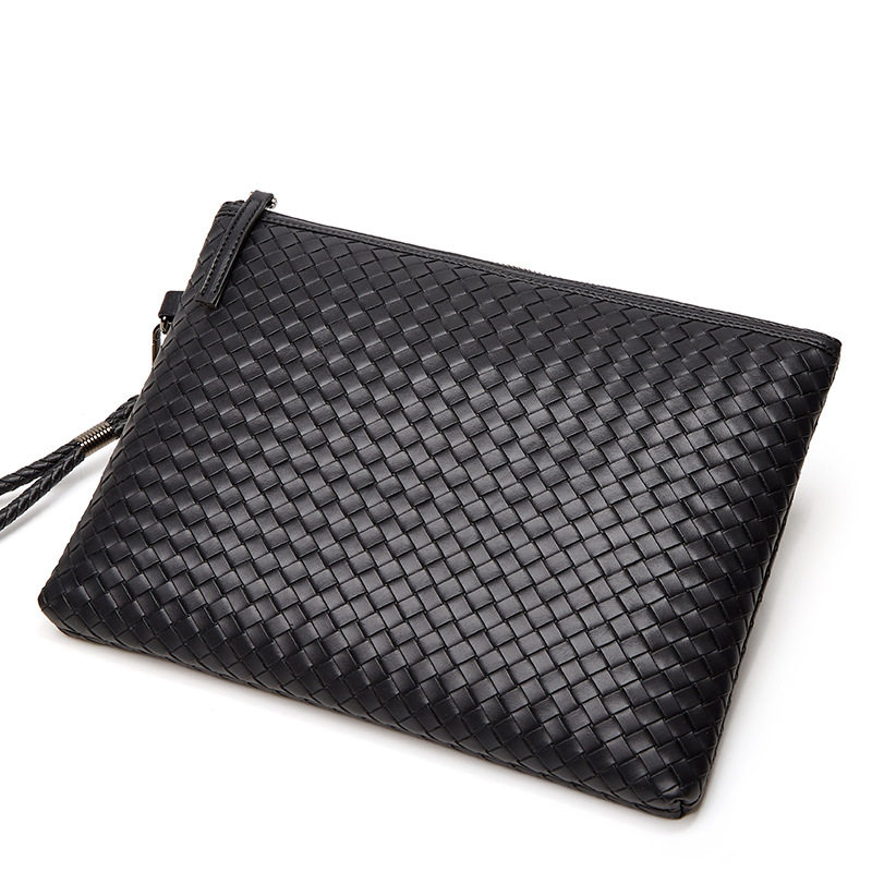 2022 New woven leather clutch men's wallet soft handbag large capacity mobile phone bag business underarm bag