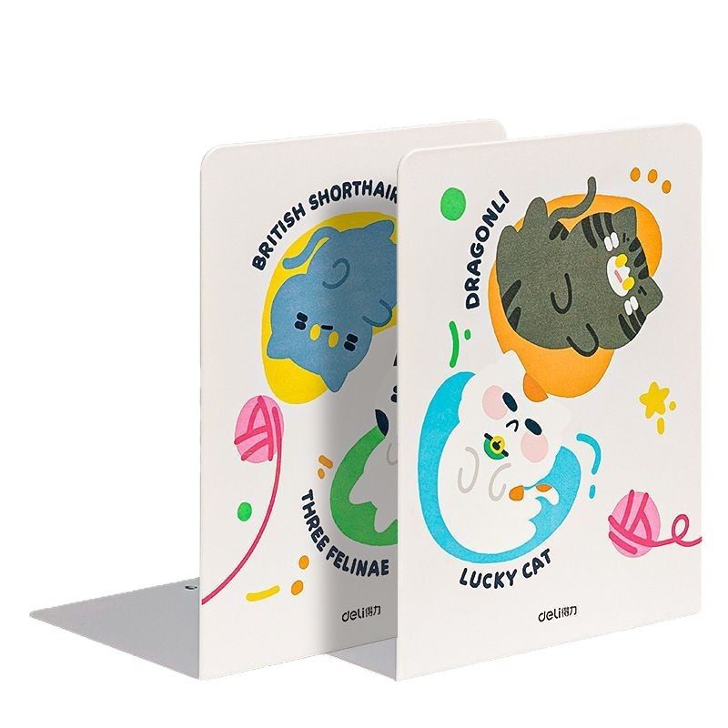 Deli Tb650 Metal Bookend Cartoon Cute Book Clip Book Support Fixed Book Baffle Desktop Storage