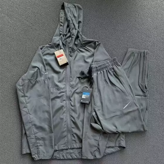 Spot Cross-Border Quick-Drying Breathable Sports Lightweight Woven Jacket Casual Hooded Loose Running Training Suit