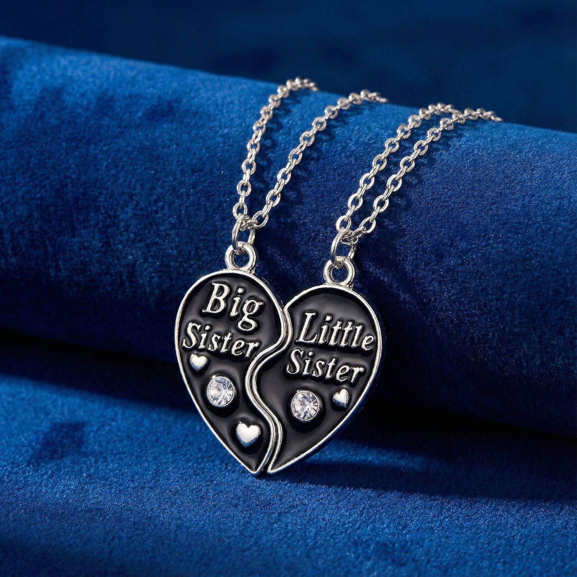 欧美饰品 BEST FRIENDS心型方块吊坠 闺蜜吊坠心形项链