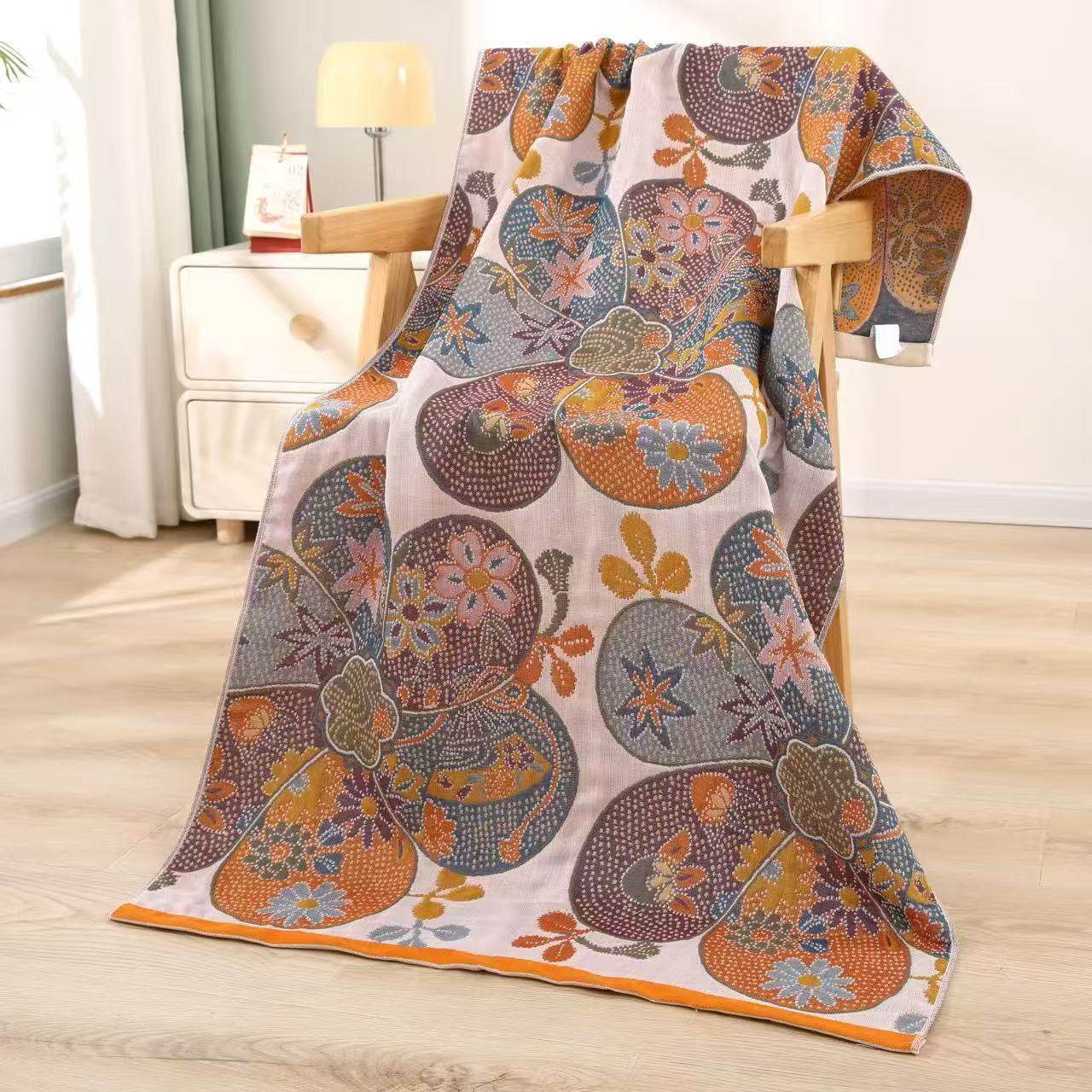Gauze Bath Towel 160x 80cm Multifunctional Small Blanket Four Seasons Universal Multi-layer Adult Couple Seaside