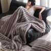 High-grade Class A Thickened Imitation Mink Fleece Imitation Fur Blanket Autumn and Winter Warm Sofa Blanket Nap Blanket Office Fleece Blanket 6