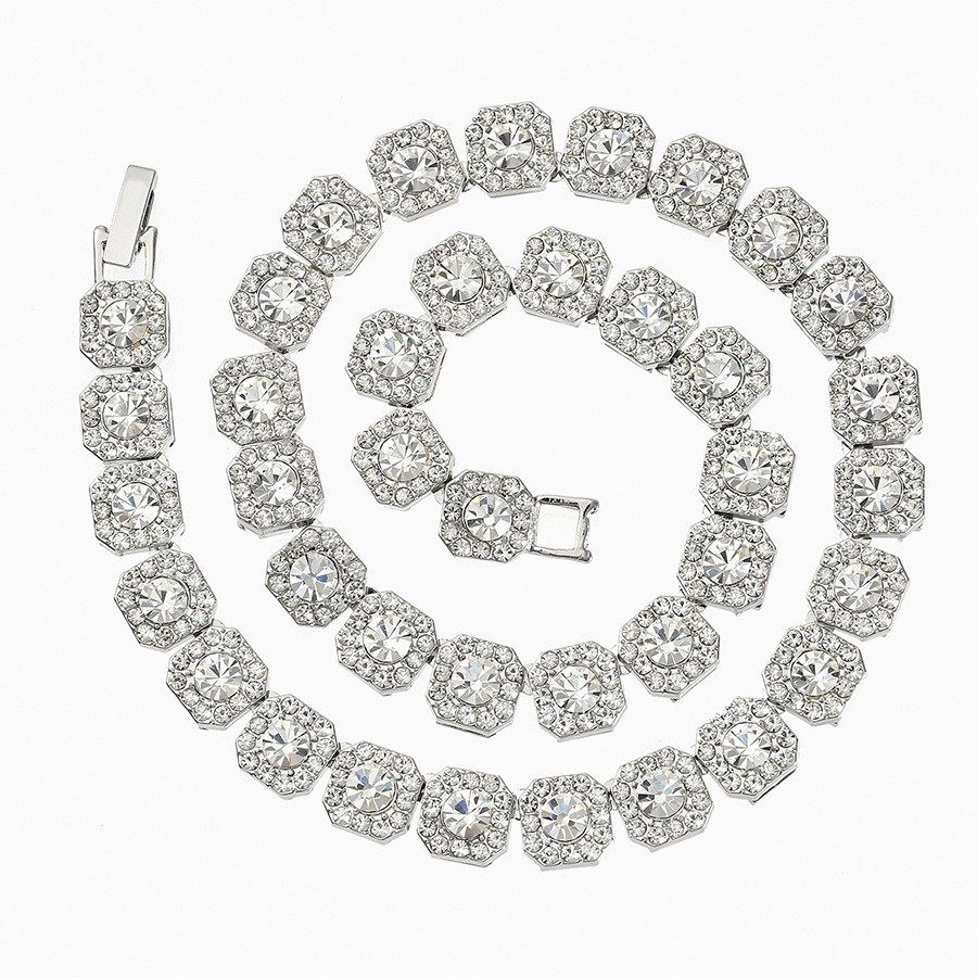 Round Double-layer Alloy Light Luxury Cuban Chain Distinctive Necklace Collarbone Sexy Tie Wear Ice Sugar Necklace Accessories