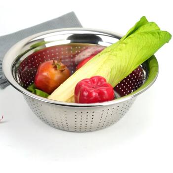Factory wholesale kitchen household dense hole drain basin multi-size thickened fruit basket washing basket multi-use stainless steel drain