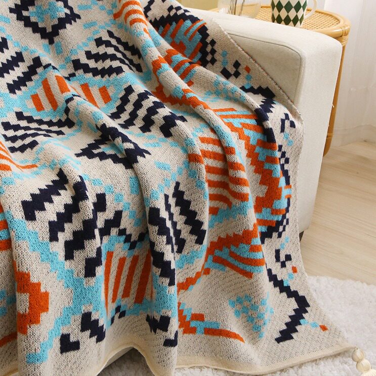 ✅ Bohemian Style Hotel B&B Bedside Blanket Office Nap Blanket Air Conditioning Sofa Cover Blanket Knitted Sofa Blanket