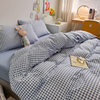 New Japanese style simple style plaid sanding four-piece set double bed hat dormitory three-piece set student bedding wholesale