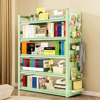 Bookshelf Floor-Standing Storage Rack Steel Integrated Wall Storage Rack Household Kidsren's Colorful Bookcase Balcony Iron Shelf