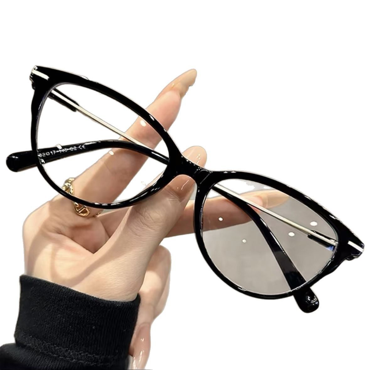 Little Red Riding Book Same Style Korean Style All-Match Cat's Eye Anti-Blue Light Myopia Flat Glasses Frame for Women with Compatible Preference for Men