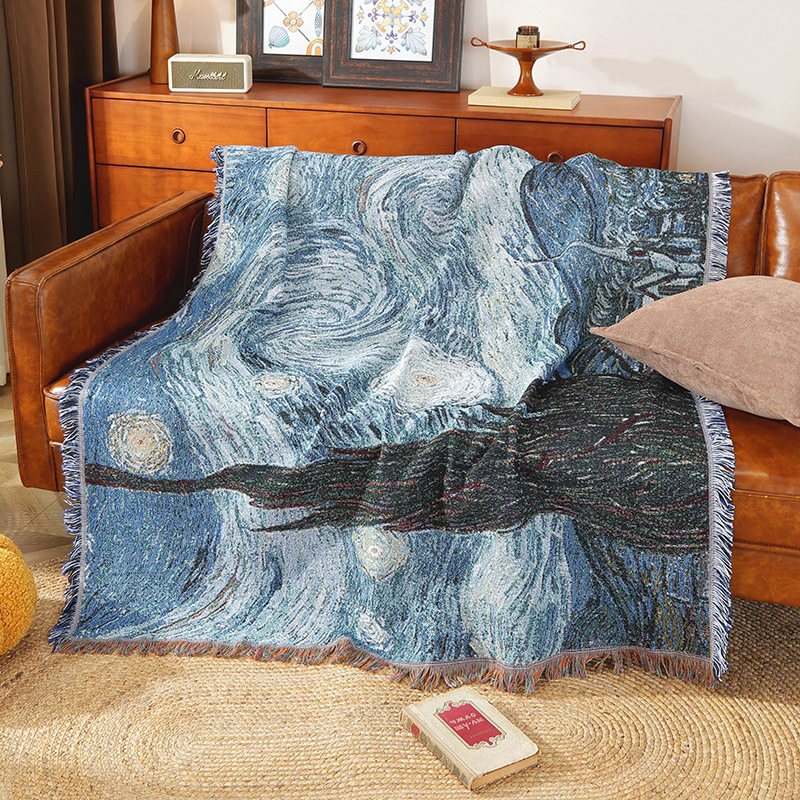 Cross-border Custom Camping Blanket Outdoor picnic mat Sofa Blanket Ins Wind Line Blanket Camping Nap Blanket Decorative Hanging Blanket