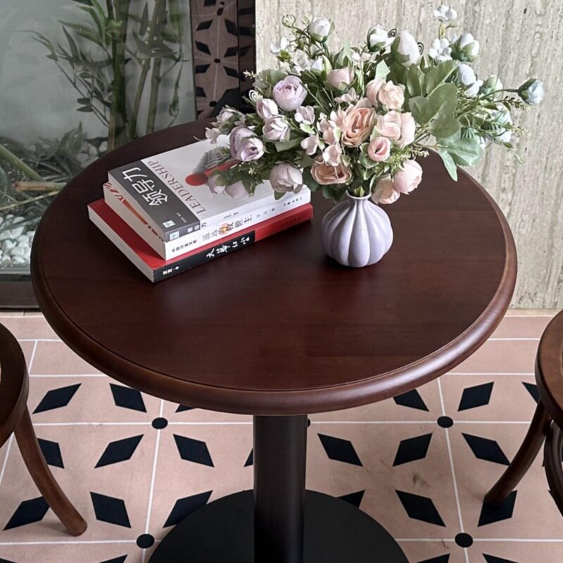 美式复古实木方形桌椅组合咖啡厅奶茶店甜品店西餐厅清吧商用桌子